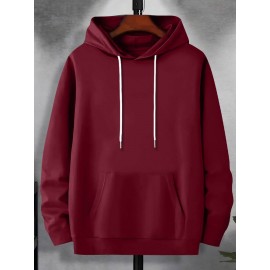 Men'S Plus Size Hoodie - Navy Pullover Sweatshirt, Regular Fit Long Sleeve Hooded Sweater for Everyday & Formal Wear, Soft Knit Fabric with Slight Stretch - Big & Tall Friendly