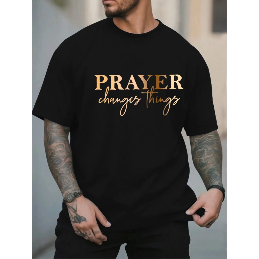 Men's Oversized Big & Tall Light Grey T-Shirt with Inspirational 